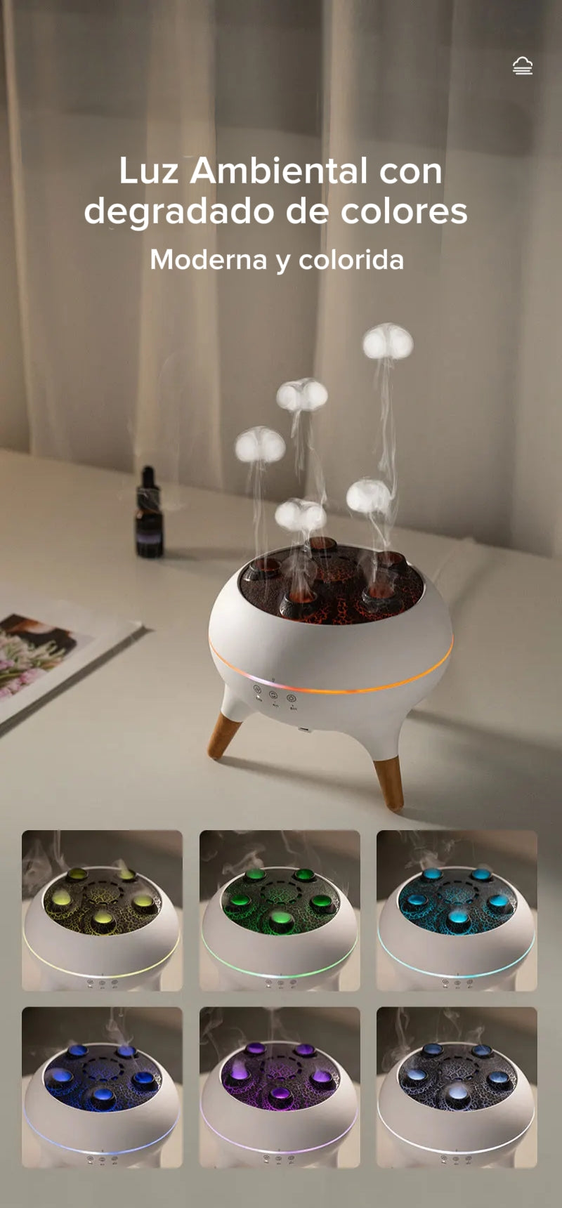 Humidificador Medusa con Luz LED